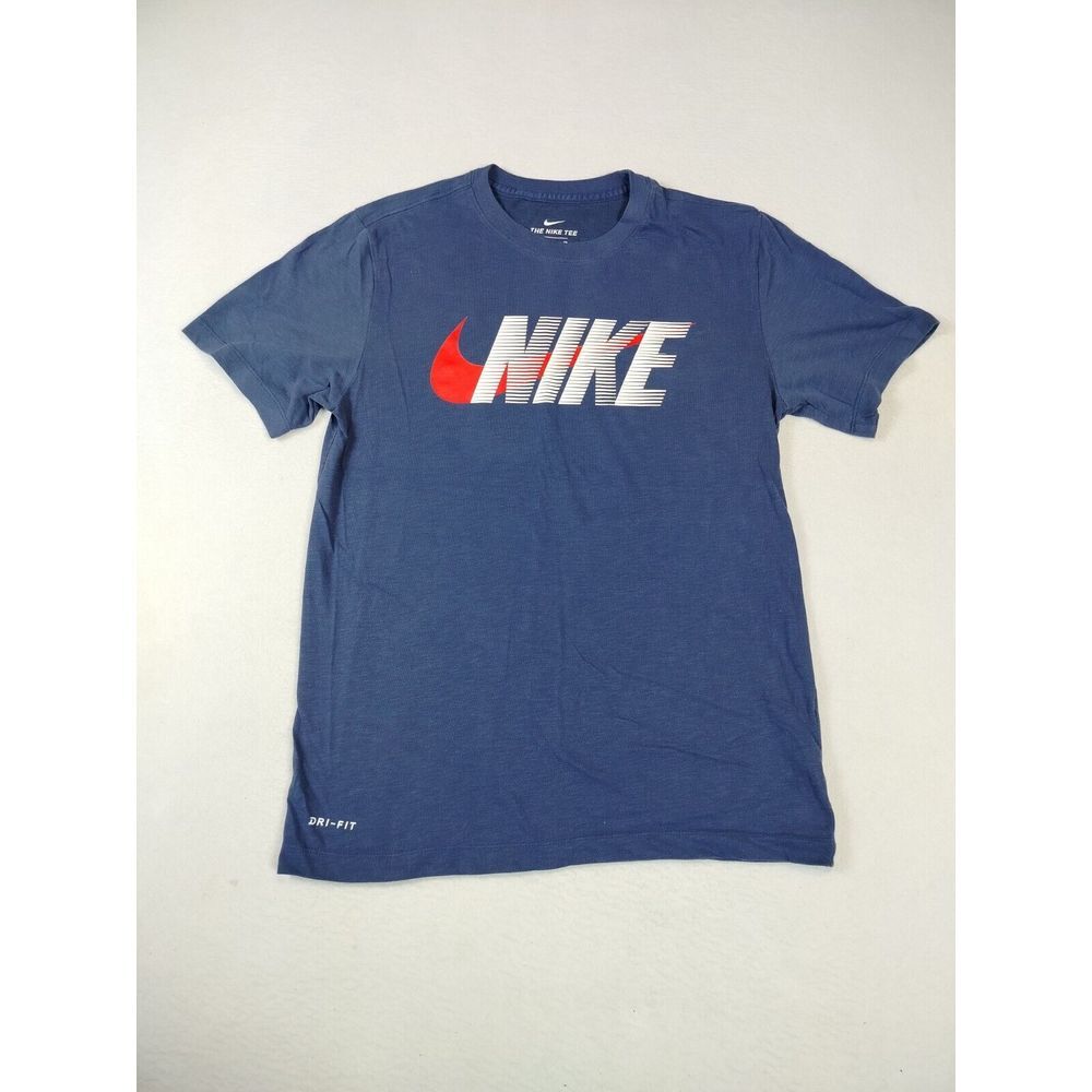 Nike T Shirt‎ Men's Small Blue Swoosh Spellout The Nike Tee Athletic Athleisure